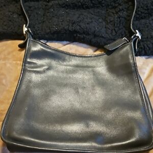 Classic Black Leather Hobo Shoulder Bag